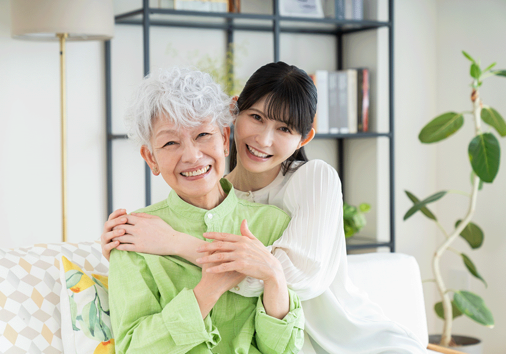 笑顔の親子